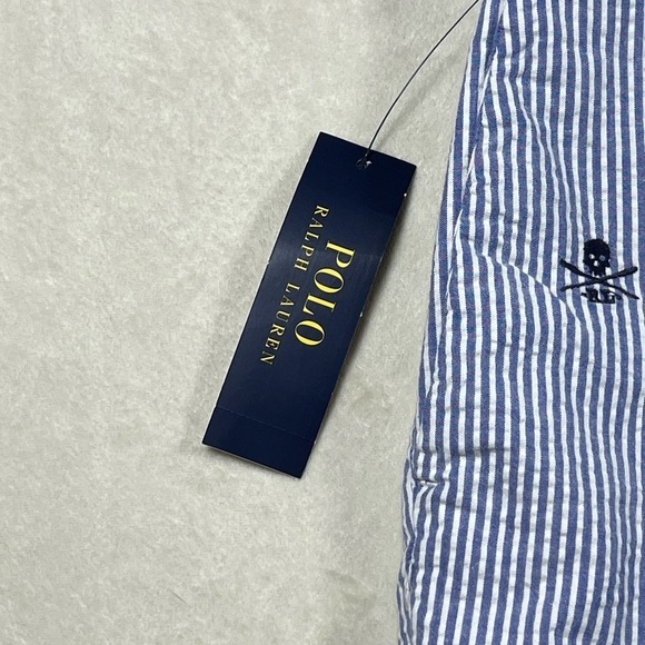 NWT Polo Ralph Lauren 35W Stretch Straight Fit Seersucker Skull Pattern Shorts - Picture 4 of 11